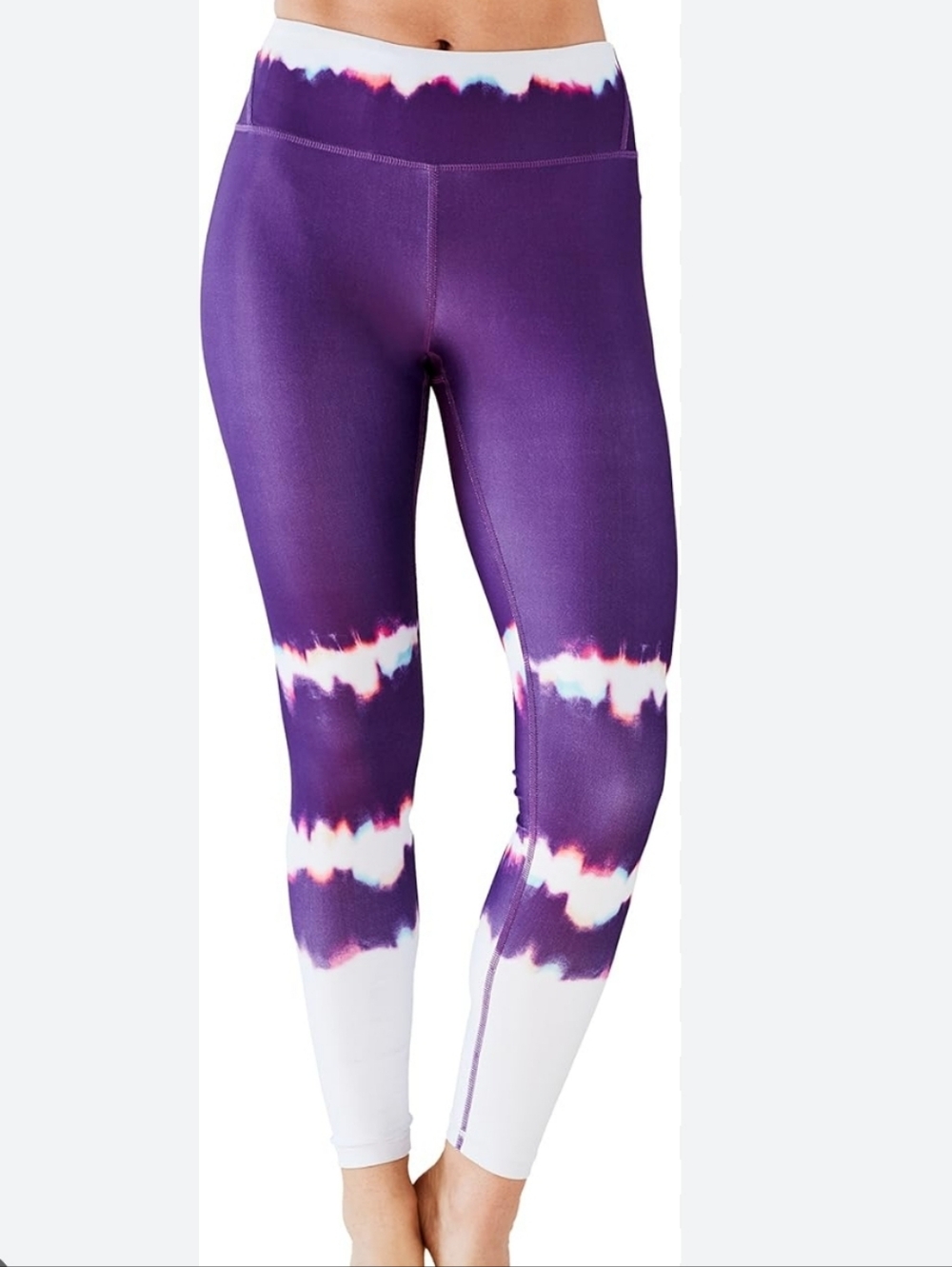 Manduka Purple Watercolor Tie-Dye Leggings with White Accents‎ Size Medium